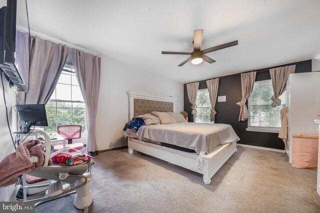 15210 Emory Ct, Bowie, MD 20716 - bedroom featuring light carpet, baseboards, and a ceiling fan