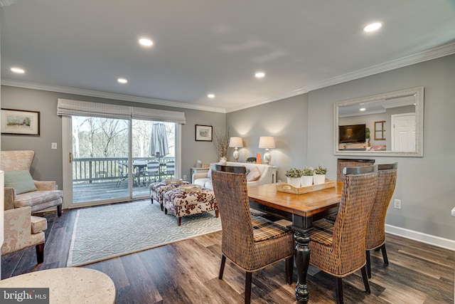 15656 Cliff Swallow Way, Rockville, MD 20853 - dining area featuring wood finished floors, recessed lighting, and ornamental molding