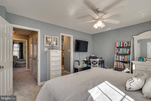 15656 Cliff Swallow Way, Rockville, MD 20853 - bedroom featuring light carpet and a ceiling fan