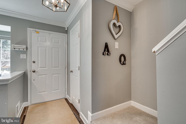 15656 Cliff Swallow Way, Rockville, MD 20853 - carpeted foyer with crown molding and a chandelier