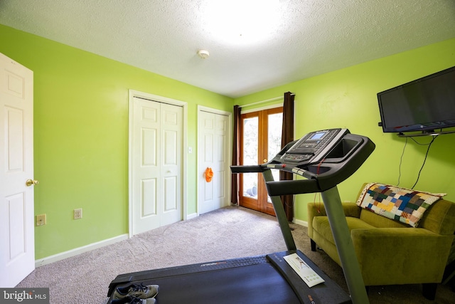 189 Columbia Dr, Kearneysville, WV 25430 - exercise area featuring carpet, a textured ceiling, and baseboards