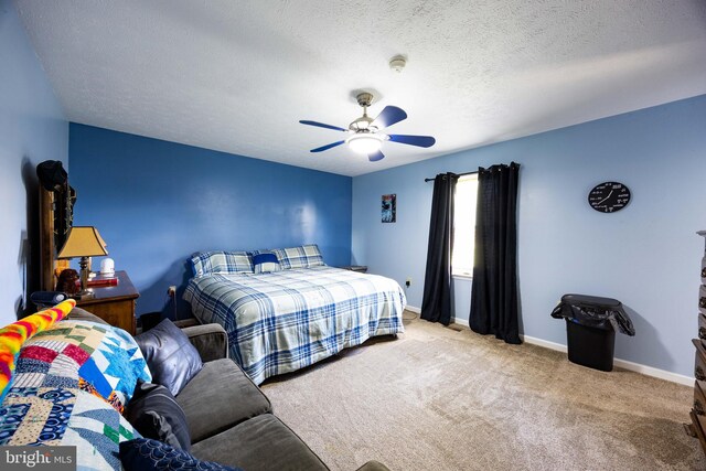 189 Columbia Dr, Kearneysville, WV 25430 - carpeted bedroom featuring baseboards, a textured ceiling, and a ceiling fan