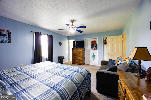 189 Columbia Dr, Kearneysville, WV 25430 - bedroom with light carpet, a textured ceiling, and ceiling fan