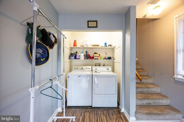 189 Columbia Dr, Kearneysville, WV 25430 - laundry area with washer and dryer, dark wood finished floors, and baseboards