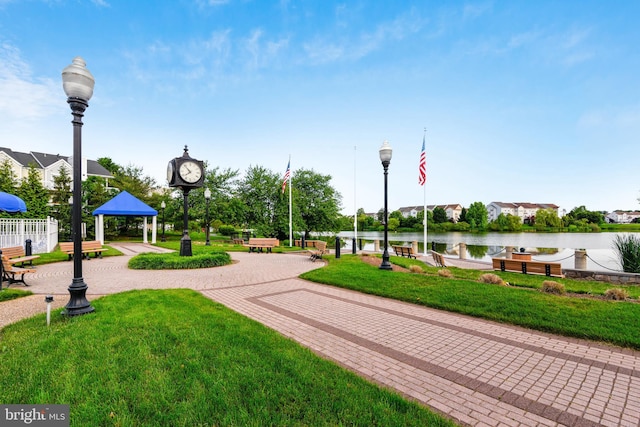 44007 Kitts Hill Ter, Ashburn, VA 20147 - view of home's community with a gazebo, a lawn, and a water view