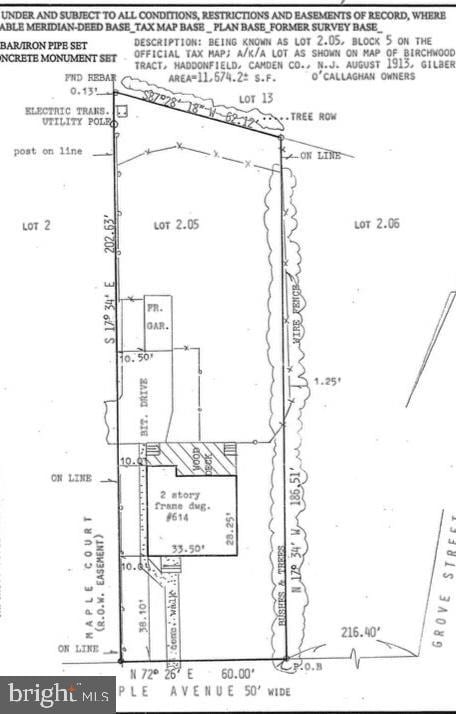 614 Maple Ave, Haddonfield, NJ 08033 - survey map / technical document