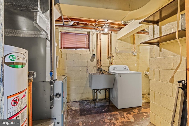 129 Henry Rd, Enola, PA 17025 - laundry room with washer / clothes dryer and concrete block wall