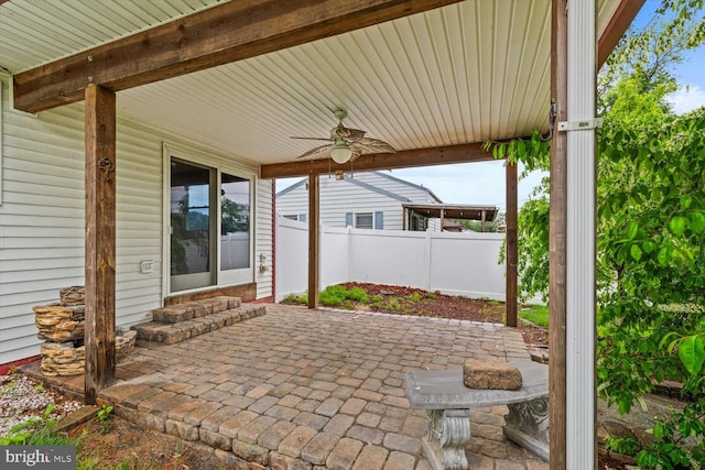 129 Henry Rd, Enola, PA 17025 - view of patio / terrace with ceiling fan and fence