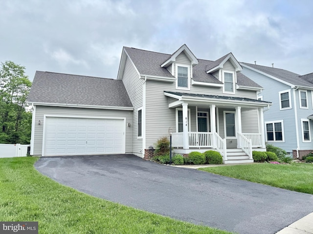 614 Gala Way, New Market, MD 21774 - cape cod home featuring asphalt driveway, covered porch, a garage, and roof with shingles