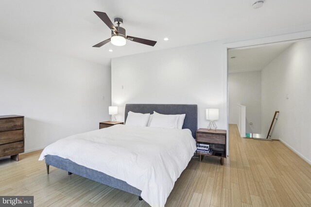 955 N American St, Philadelphia, PA 19123 - bedroom featuring wood finished floors, recessed lighting, baseboards, and ceiling fan
