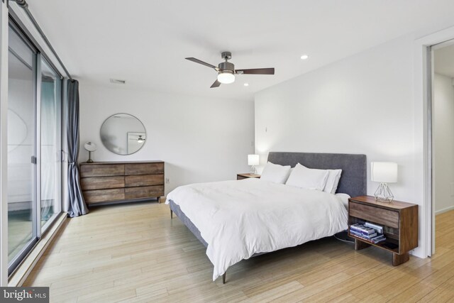 955 N American St, Philadelphia, PA 19123 - bedroom featuring light wood-style floors, recessed lighting, and a ceiling fan
