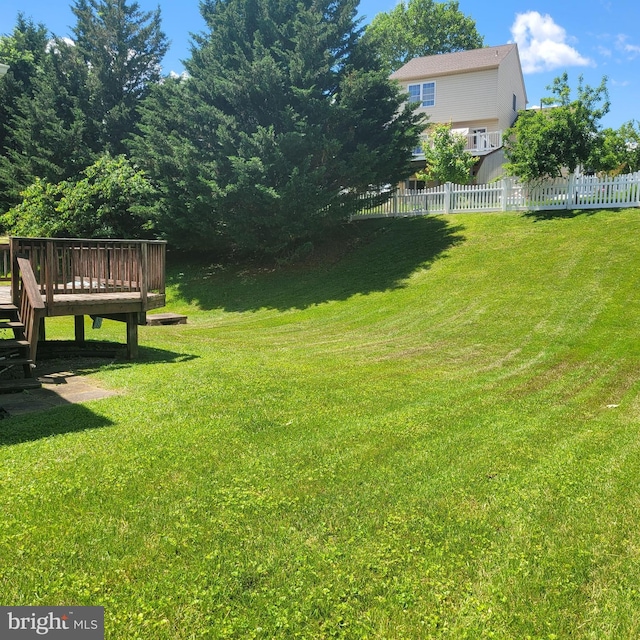 view of yard featuring a deck