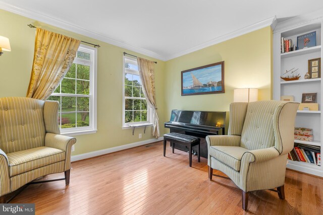 3740 Devin Ct, Huntingtown, MD 20639 - living area featuring ornamental molding, wood finished floors, and baseboards
