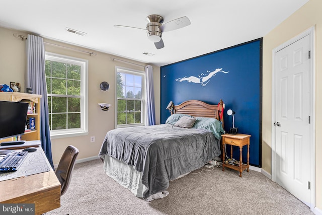 3740 Devin Ct, Huntingtown, MD 20639 - bedroom featuring carpet flooring, baseboards, ceiling fan, and an office area