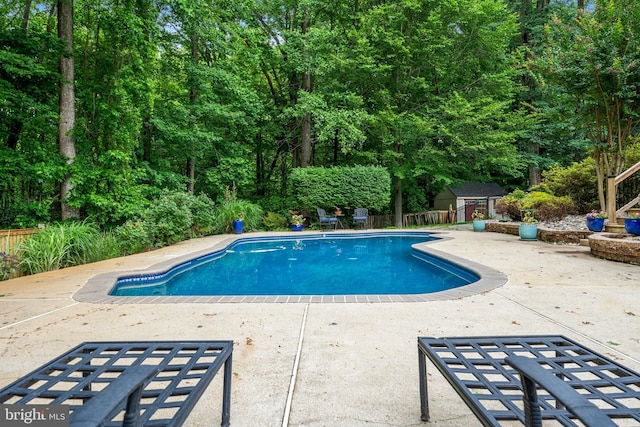 3740 Devin Ct, Huntingtown, MD 20639 - view of pool featuring a patio and an outbuilding