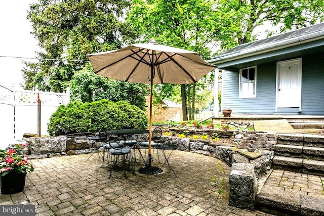 121 S Central St, Broadway, VA 22815 - view of patio / terrace with outdoor dining space and fence