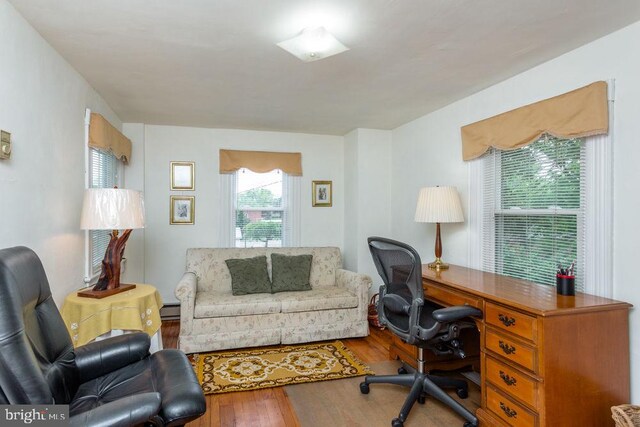 121 S Central St, Broadway, VA 22815 - office space featuring hardwood / wood-style floors and a baseboard radiator