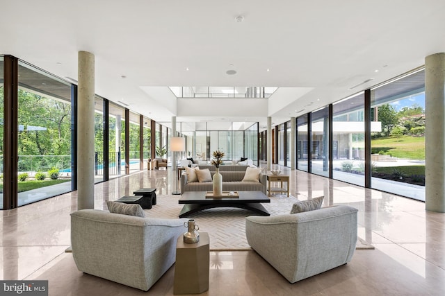 lobby with expansive windows