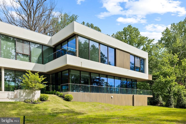 rear view of property with a yard