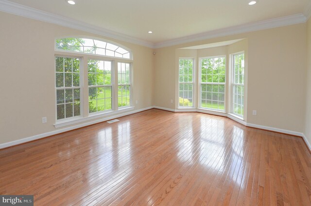 6 Applewood Ct, Hainesport, NJ 08036 - empty room featuring hardwood / wood-style flooring, baseboards, crown molding, and recessed lighting