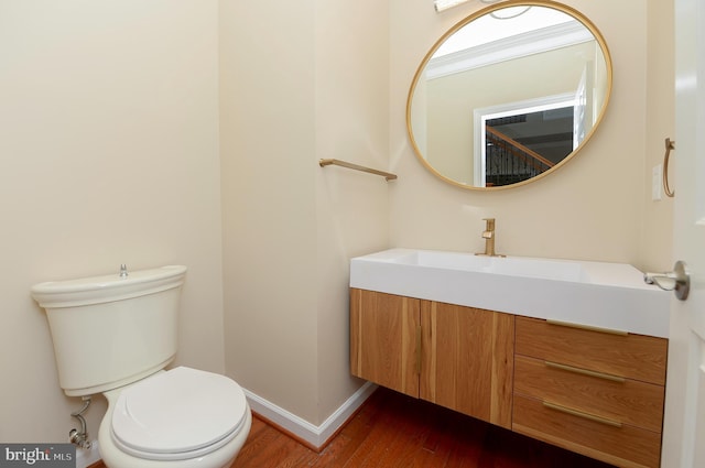 6 Applewood Ct, Hainesport, NJ 08036 - bathroom with wood finished floors, vanity, toilet, and baseboards