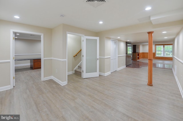 6 Applewood Ct, Hainesport, NJ 08036 - below grade area with light wood-style flooring, recessed lighting, stairs, and baseboards