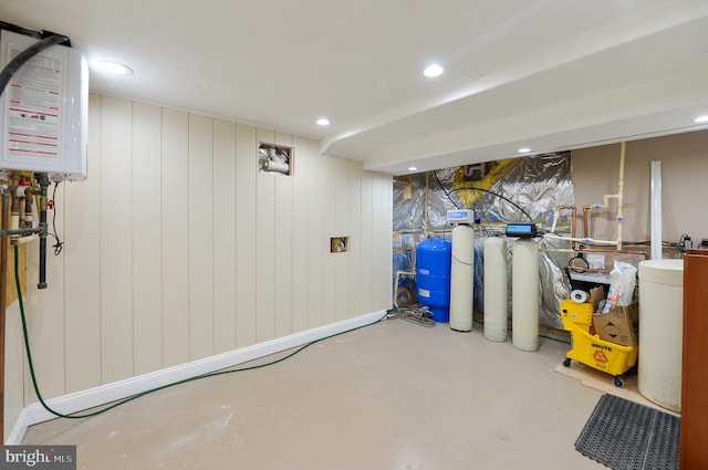 6 Applewood Ct, Hainesport, NJ 08036 - finished below grade area featuring water heater, a water pressure tank, a water softener, and recessed lighting