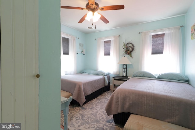 bedroom featuring a ceiling fan