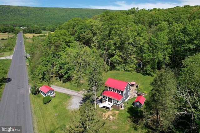 aerial view of a heavily wooded area