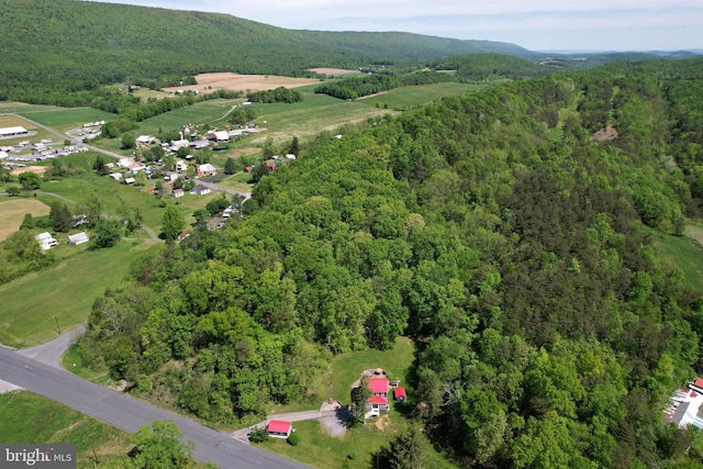 view of property location featuring a heavily wooded area