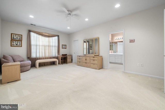 52 Whitewater Dr, Barnegat, NJ 08005 - sitting room with a ceiling fan, carpet flooring, recessed lighting, and baseboards