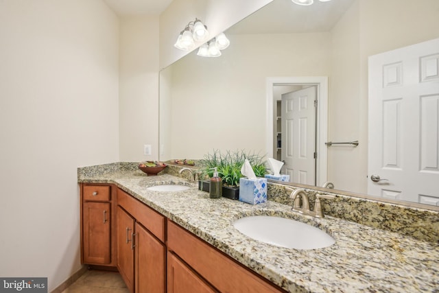 13330 Darnestown Rd, Darnestown, MD 20878 - bathroom with tile patterned flooring, double vanity, and baseboards