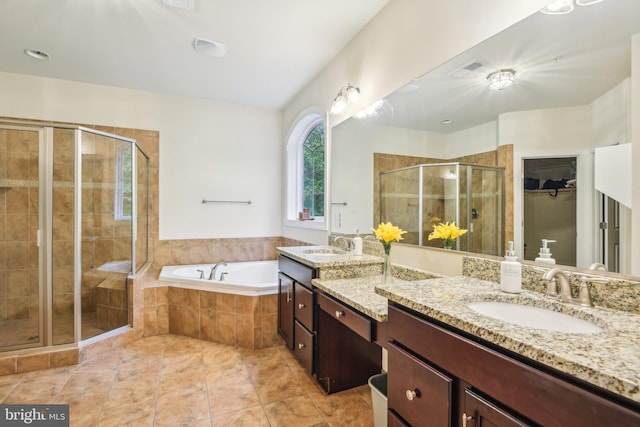 13330 Darnestown Rd, Darnestown, MD 20878 - full bath featuring plenty of natural light, a stall shower, a bath, and tile patterned flooring