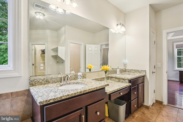13330 Darnestown Rd, Darnestown, MD 20878 - full bathroom with double vanity, tile patterned flooring, and toilet