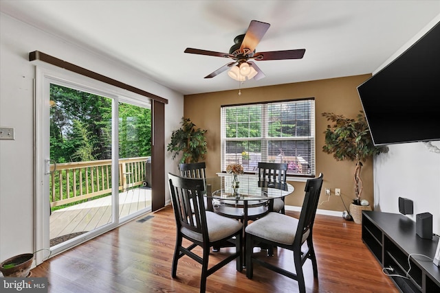 2217 Tidal View Garth, Abingdon, MD 21009 - dining area featuring ceiling fan, wood finished floors, and baseboards