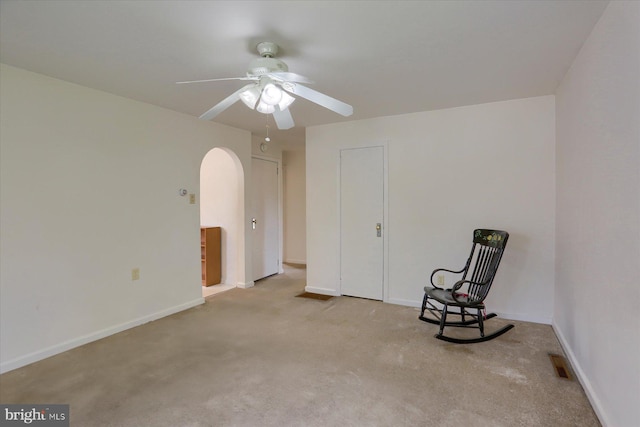 103 Plain St, Enola, PA 17025 - unfurnished room featuring arched walkways, a ceiling fan, carpet, and baseboards