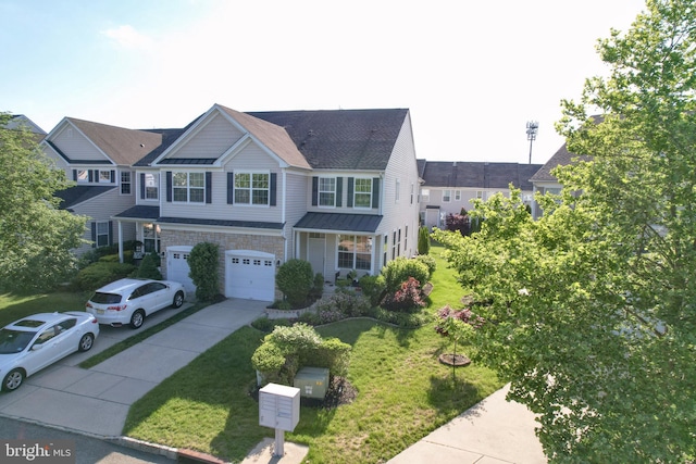 251 Starboard Way, Mount Laurel, NJ 08054 - view of property featuring concrete driveway, an attached garage, a front yard, and stone siding