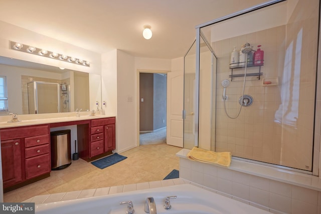 251 Starboard Way, Mount Laurel, NJ 08054 - bathroom featuring a shower stall, double vanity, and a tub to relax in