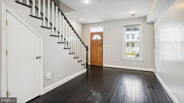 1321 W St SE, Washington, DC 20020 - foyer with baseboards, hardwood / wood-style floors, stairway, and recessed lighting