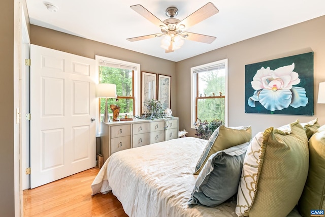 686 Snow Mountain Rd, Stanardsville, VA 22973 - bedroom featuring light wood-style floors and a ceiling fan