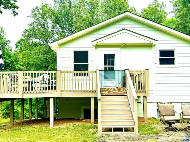 686 Snow Mountain Rd, Stanardsville, VA 22973 - rear view of house featuring a deck and stairs
