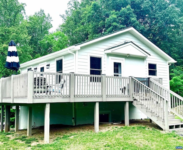 686 Snow Mountain Rd, Stanardsville, VA 22973 - back of property featuring a deck and stairway