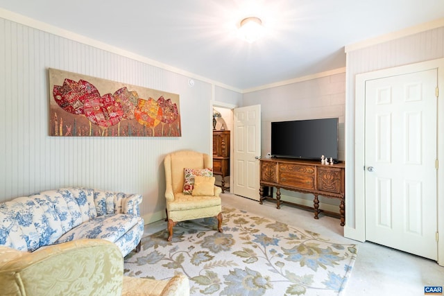 686 Snow Mountain Rd, Stanardsville, VA 22973 - carpeted living area with ornamental molding