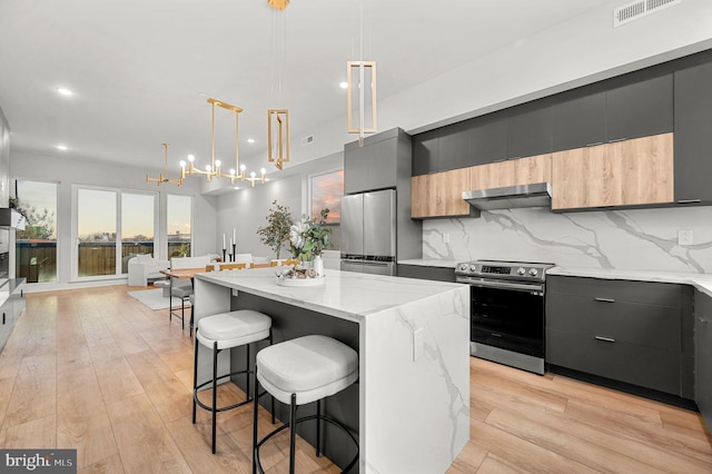 2201 E Somerset St Unit B3Upper, Philadelphia, PA 19134 - kitchen with stainless steel appliances, modern cabinets, a kitchen island, light stone countertops, and recessed lighting