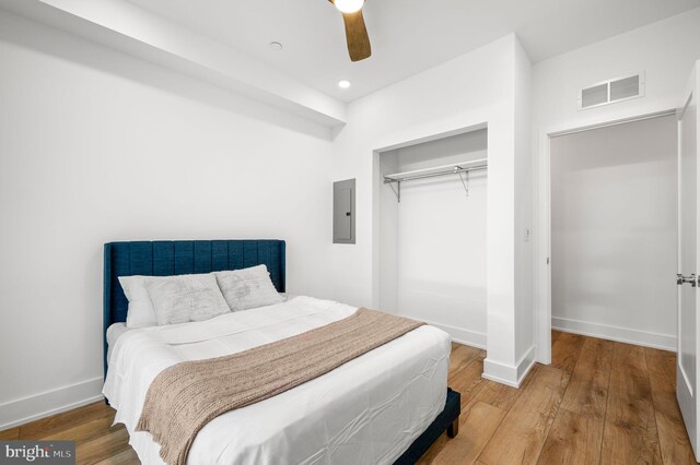 2201 E Somerset St Unit B3Lower, Philadelphia, PA 19134 - bedroom with electric panel, wood finished floors, baseboards, a closet, and recessed lighting