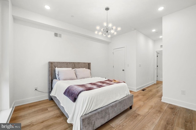 2201 E Somerset St Unit B3Lower, Philadelphia, PA 19134 - bedroom with light wood-style flooring, recessed lighting, a chandelier, and baseboards
