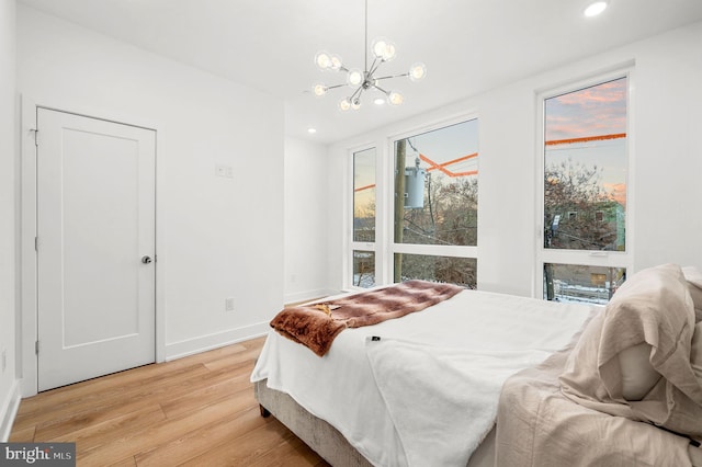 2201 E Somerset St Unit B3Lower, Philadelphia, PA 19134 - bedroom with light wood finished floors, a chandelier, recessed lighting, and baseboards