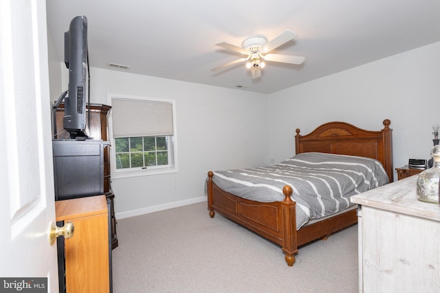 1765 Stone Dr, Huntingtown, MD 20639 - bedroom featuring light carpet, baseboards, and ceiling fan