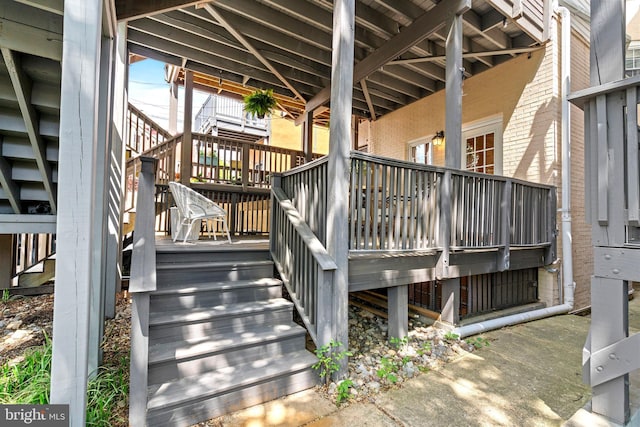 wooden deck with stairway