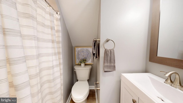 724 Overbrook Rd, Baltimore, MD 21212 - full bath with toilet, lofted ceiling, and vanity